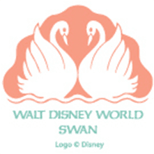 A swan logo with the words walt disney world swan